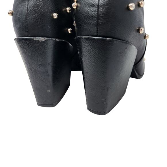 Liliana Pearl Studded High Heel Boots Faux Leather Pointed Toe Black Size 8.5 - Picture 5 of 9